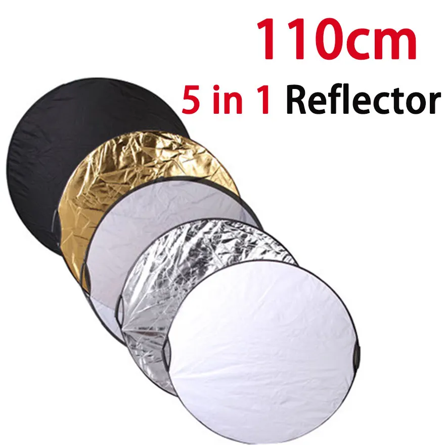 

5 in 1 Portable Collapsible Light Round Photography Reflector 110cm Multi Handheld Photograph Studio Light Reflector Diffuser