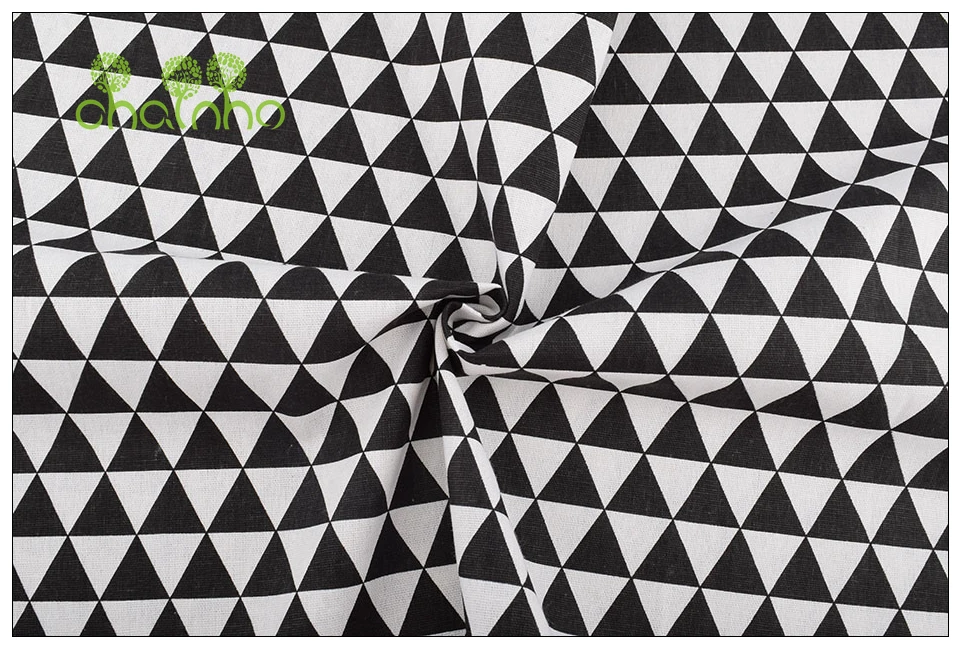 Chainho,6pcs/Lot,Black&White Series,Patchwork Printed Cotton Linen Fabric,For DIY Quilting&Sewing Placemat,Bags Material,25x45cm