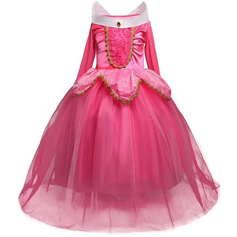 Анна-Эльзы нарядное платье для девочки; карнавальные Косплей костюмы платья для девочек; Золушка Чистый белый цвет платье принцессы для девочек; новогодний костюм для девочки;детские платья;2, 3,5,6,7,8,9,10,11,12 лет - Цвет: Mei Red