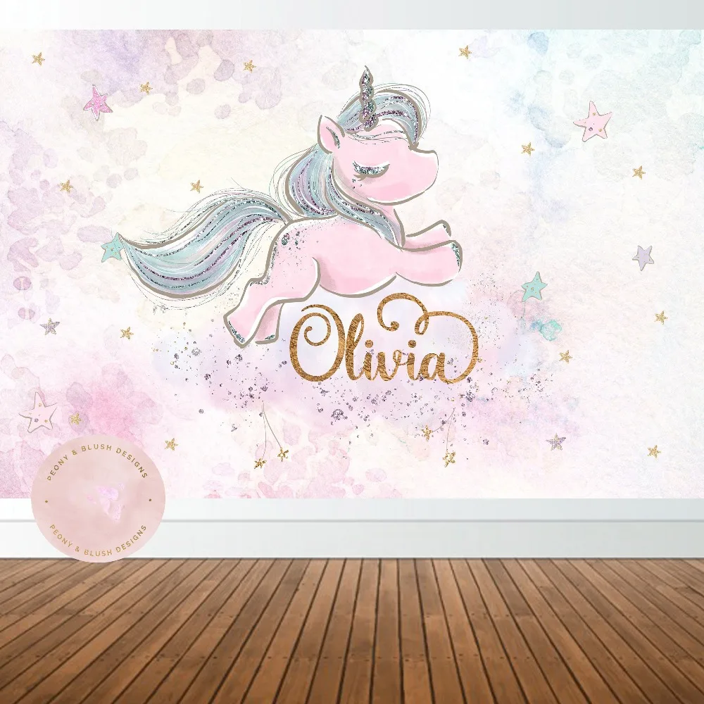 custom happy birthday unicorn party baby kids child Photo Background