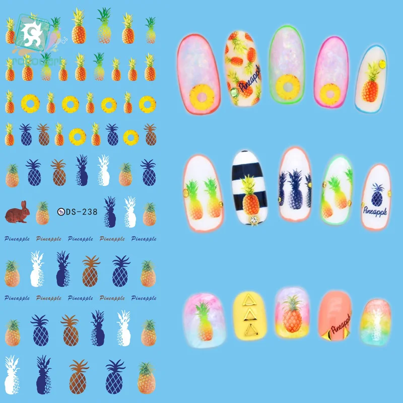 

Rocooart DS238 DIY Designer Beauty Water Transfer Nails Art Sticker Pineapple Rabbit harajuku Nail Wraps Sticker Taty stickers