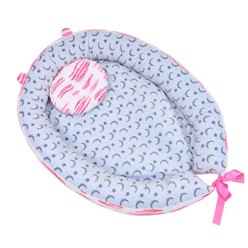 

Baby Portable Bassinet Lounger Breathable Hypoallergenic Sleeping Bed Cotton Toddler Folding Crib for Storage Bag