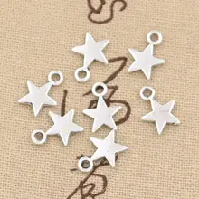 30 Uds encantos estrella 11x8mm antiguo hacer colgantes fit, Vintage tibetano color plata bronce, DIY joyería hecha a mano