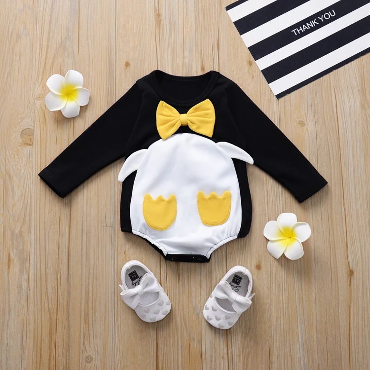 New arrival 1year old cartoon penguin rompers for kids baby girl boy's cute cloth jumpsuits climb clothes 2years old