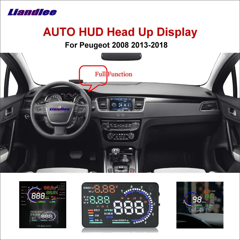 

Liandlee Full Function HUD Car Head Up Display For Peugeot 2008 2013-2018 Safe Driving Screen OBD Data Projector Windshield