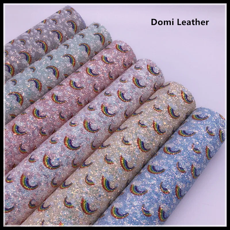 rainbow printed chunky glitter fabric for hairbows (4)