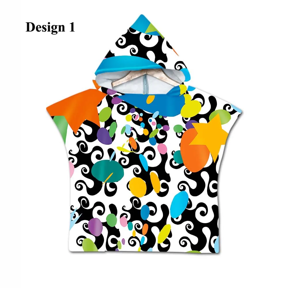 Подарок милая мультяшная улыбка цветок звезды горошек печать Детское Пончо Полотенце плавание ванна пляж с капюшоном полотенце накидка - Цвет: Design 1