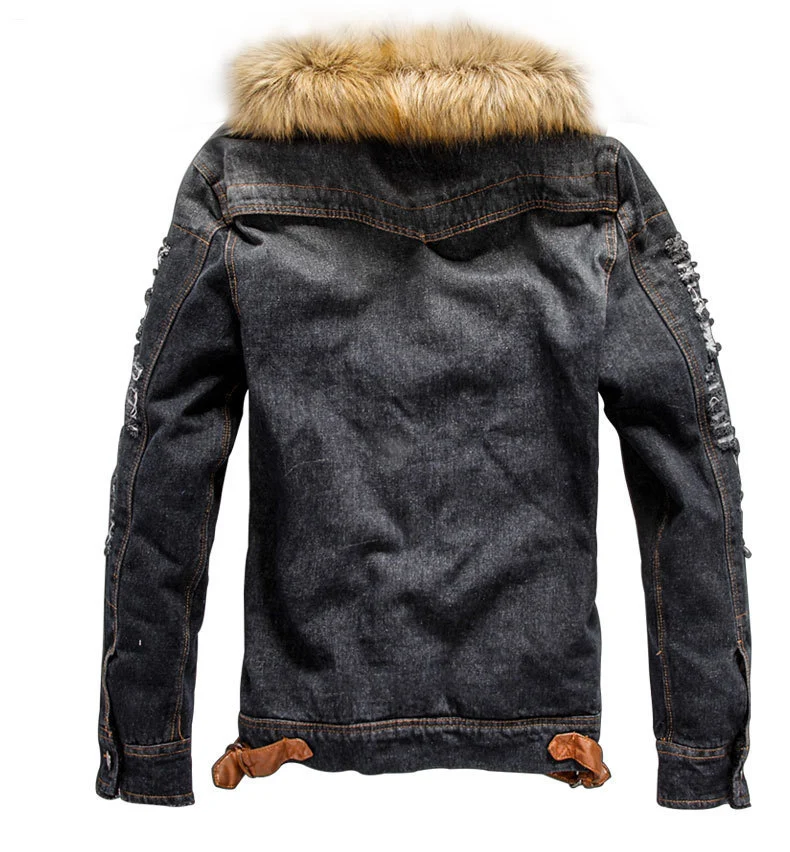 Джинсы, мужские зимние куртки, пальто,, повседневные с меховым капюшоном, плюс бархатная подкладка, Азиатский размер M-4XL, 5XL, 6XL