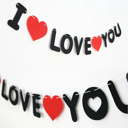 Lumeom I Love You Guirlande de bannière de Saint-Valentin Bannière de Mariage Mariage 