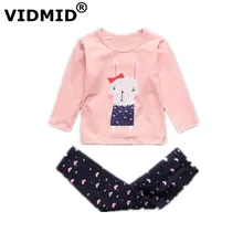 Vidmid детские для девочек, пижама, комплект одежды для детей, Комплект: футболка+ Штаны нижнее белье для девочек комплекты для девочек костюм для сна комплект 4049 02