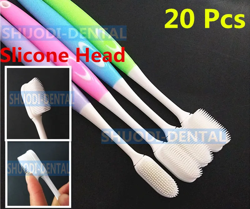

20 Pcs Teeth Cleaning Brush Teeth Whitening Brush Silicone Head Silicone Gel Toothbrush Ultra Soft Teeth Brush 121