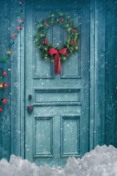 

HUAYI 5X7ft Christmas Theme Art fabric Photography Blue Door Backdrop Newborns Portrait Photo Backgrounds XT-4314