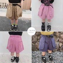 Новые летние свободные мягкие шорты для отдыха с большим карманом для маленьких мальчиков и девочек Детские однотонные штаны