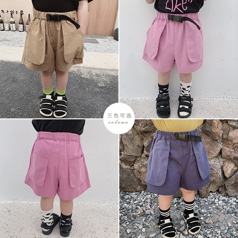 

2019 summer new baby boys girls loose leisure big pocket soft shorts children solid color pants
