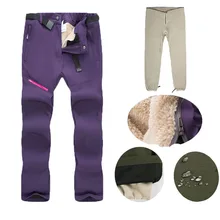 Женские зимние съемные флисовые лайнеры, походные флисовые брюки, уличные брюки, водонепроницаемые трехцветные горный треккинг лыжные брюки 80