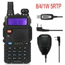 Baofeng UV-5RTP 136-174/400-520 МГц двухдиапазонный FM1/4/8 W двухсторонний Ham Радио иди и болтай Walkie Talkie с пультом дистанционного управления Динамик Кабель для программирования