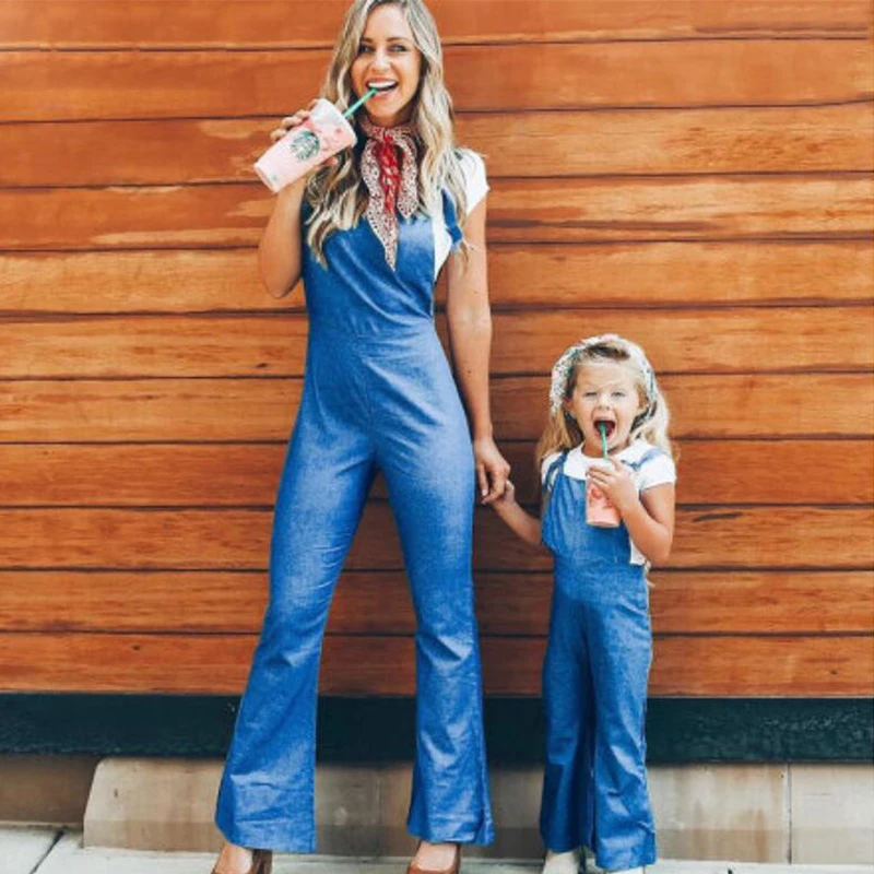 

Mum And Daughter Clothes Family Look Couples Matching Clothings Baby Girls Jumpsuit Overalls Kids Clothes Moeder Dochter Kleding