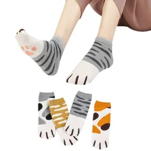 Лидер продаж 4 пары для женщин носки для девочек Милая кошачья лапа стиль короткие ботильоны животные косплэй реквизит летние японски