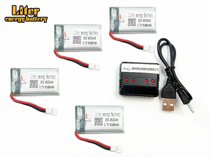 X5 X5C X5C-1 Запчасти 3,7 v 850 mAh 852540 25c Lipo Батарея 4 шт + Батарея Зарядное устройство Стандартный Мощность и зарядки наборы для RC Quadcopter