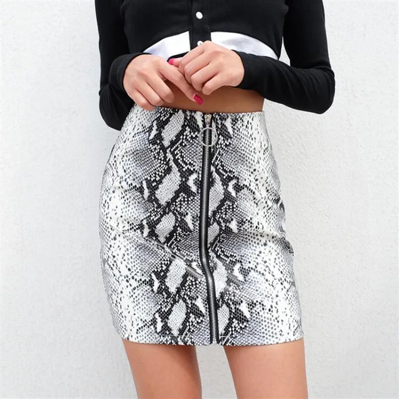 

sexy snake print high waist women causal summer pencil mini short skirt 2019 streetwear