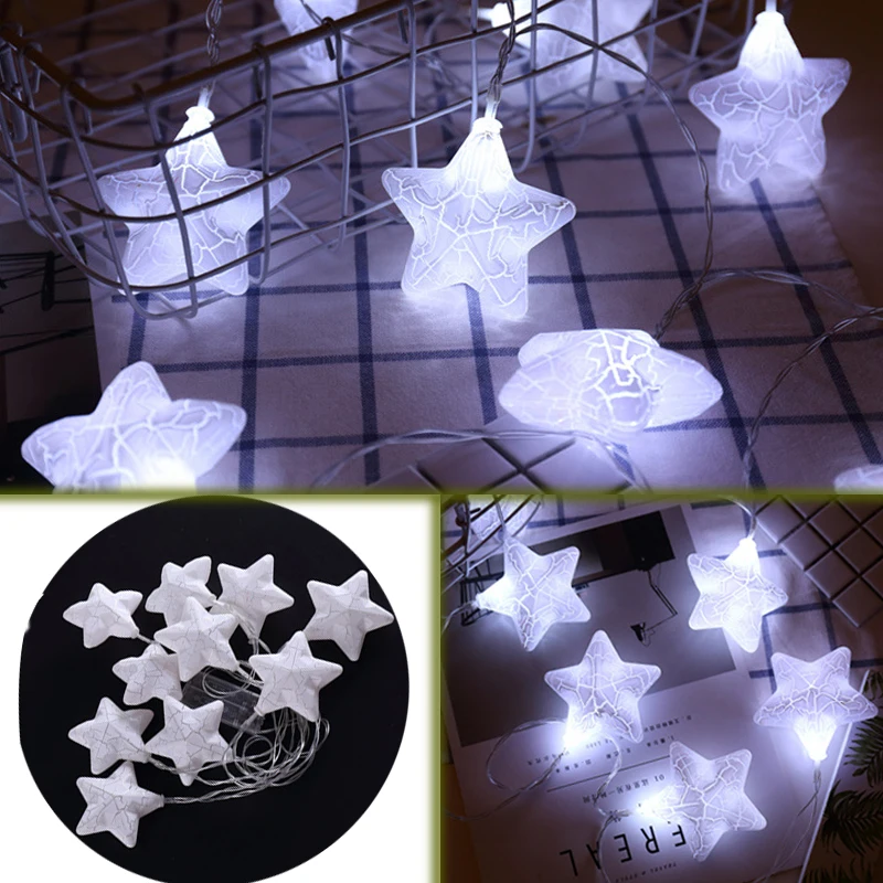 6 м 40LED Crack Star батарея/USB питание Сказочный светильник Рождественская гирлянда светильник-Гирлянда для вечерние, праздничные, свадебные, садовые украшения