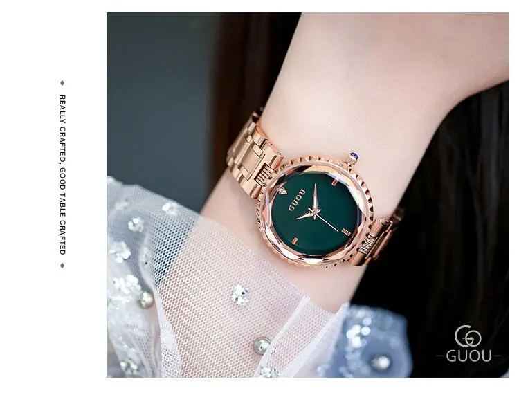 GUOU женские часы модные часы женские роскошные часы из розового золота простые женские часы с бриллиантами relogio feminino saat