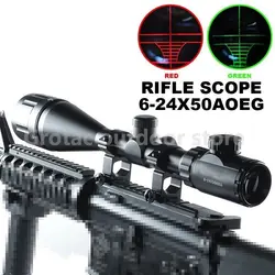 Оптика Охотничья винтовка 6-24x50 AOE красный и зеленый с подсветкой Crosshair Gun Scopes Riflescopes w/Бесплатные Крепления