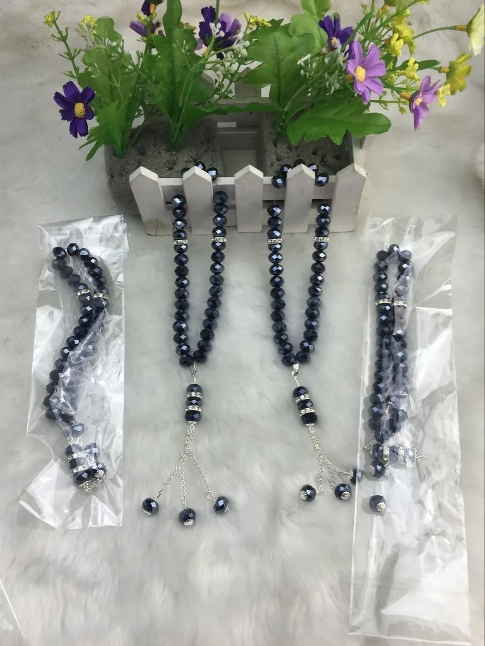 

Free Shipping islamic gray shining color Prayer Beads 5pcs / Lot Crystal muslim prayer bead