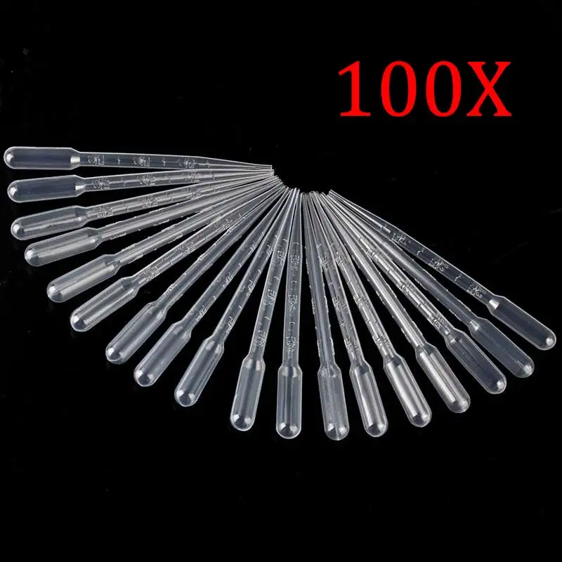 

100Pcs Kitchen Bar Accessories 3ML Transparent Plastic Disposable Pipet Droppers Transfer Pipettes