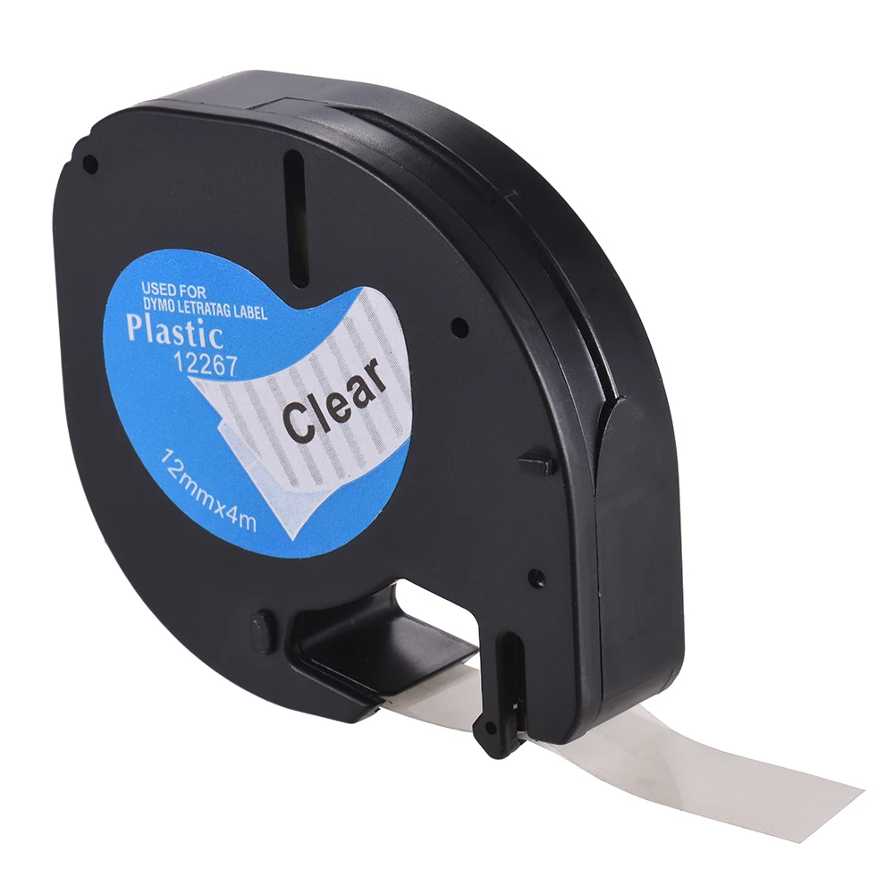 

Labeling Tape 12267 Plastic Self-Adhesive Refills Black Print on Clear 1/2 Inch * 13 Feet for DYMO LT-100H Label Maker, 1 Roll