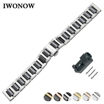 

Ceramic + Stainless Steel Watch Band 18mm for Withings Activite / Steel / Pop Quick Release Strap Butterfly Buckle Bracelet