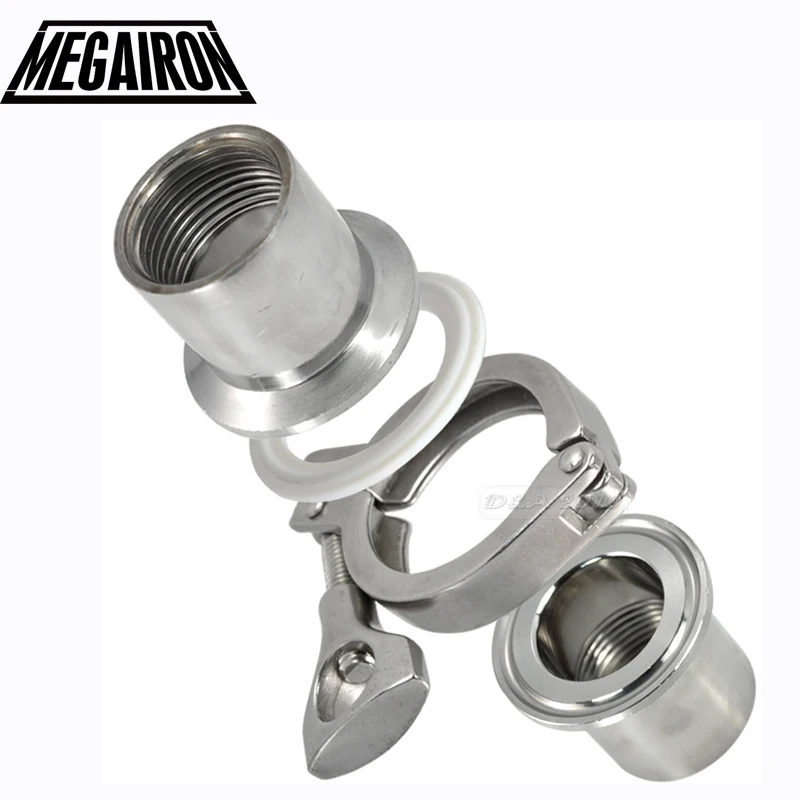 

MEGAIRON 1 Set 1/2" DN15 Stainless Steel SS316 Sanitary Female Threaded Ferrule OD 50.5mm+Tri Clamp+Gasket