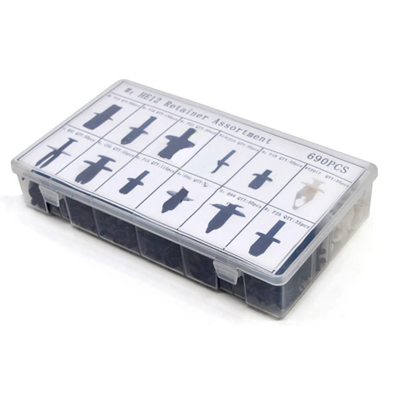 JX-LCLYL 690Pcs Plastic Car Push Pin Rivet Trim Fasteners Clips Panel Moulding Kit