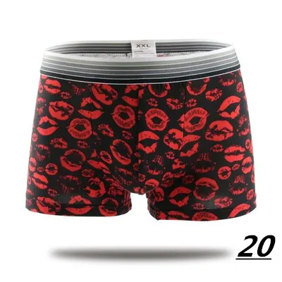 2023 Fashion Silk Underwear Men Lovely Cartoon Print Man Boxers Homme Comfortable Underpants Soft Breathable Male Panties 30pcs