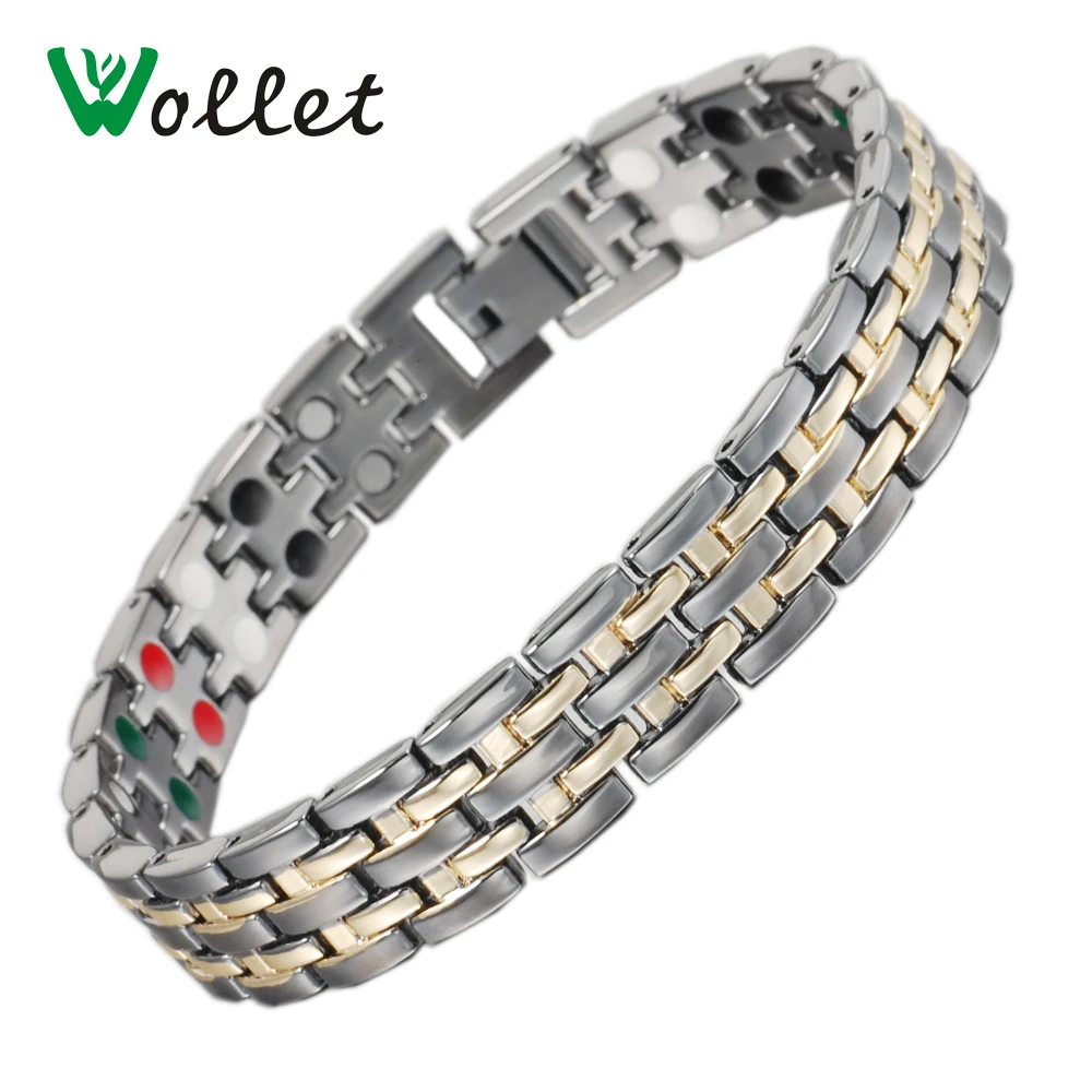

2017New Arrivals Wollet Jewelry 22cm Grandma Gray Color Gold Healing Care Infrared Ions Tourmaline Germanium Magnetic Alloy Brac