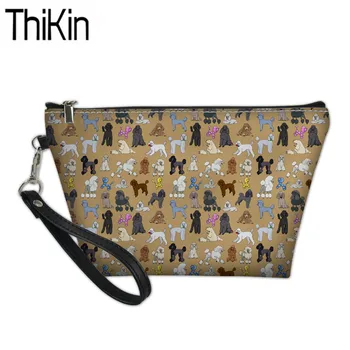 

THIKIN Women's Poodle Design Cosmetic Bags Cute Animal Ladies Portable Wash Kit Bag for Make Up Pouch Female Travel Toiletry Bag