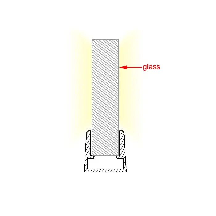 Алюминиевый светодиодный профиль без крышки для вставки 8 мм закаленного стекла и для витрины или витрины освещения