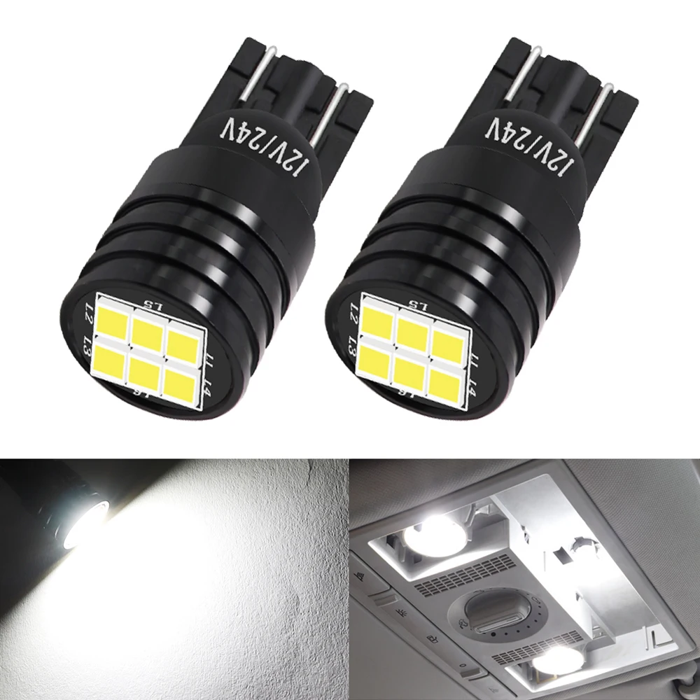 

100pcs T10 W5W 194 W5W CANBUS 6SMD 2016 Led License Parking Light Clearance Interior Lamp White 6000K Auto Bulb Wholesale 24V