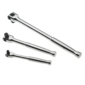 

1Piece 1/4" 3/8" 1/2" Breaker Bar Socket Driver 180 Degree Flex Head with Spring-loaded Ball Bearing Socket Wrench Hand Tool