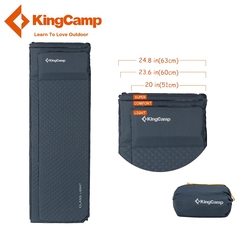 KingCamp Self-Inflating Camping Mat Ultralight Mattress Durable Oxford PVC Sleeping Pad for Camping Hiking 183 x 51 x 2.5 cm