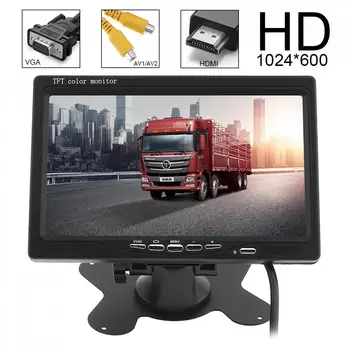 

7 Inch HD 1024x600 TFT LCD Color Screen Car Rear View Monitor 2 Video Input DVD VCD Headrest Vehicle Monitor Support HDMI VGA