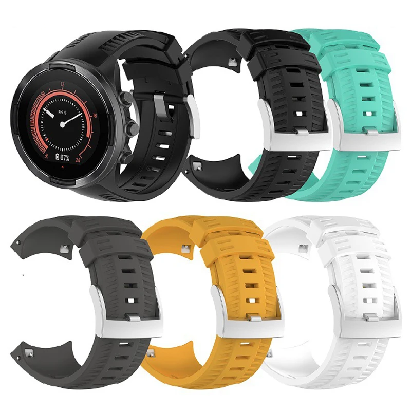 

MJeess Strap for Suunto Spartan Sport Hr Baro Suunto9 Watch Strap Silicone Bands Stainless Steel Buck Replacement Wristband