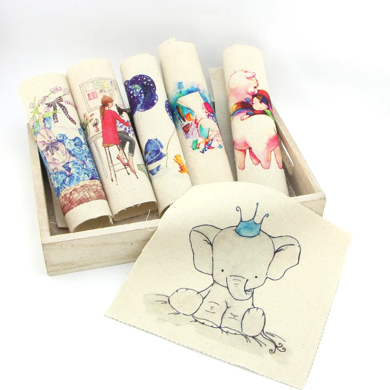 

20*20cm 6pcs arrival Puffer cotton canvas Fabric zebra dog Hedgehog Series patchwork Cloth diy decora frame painting bird D30
