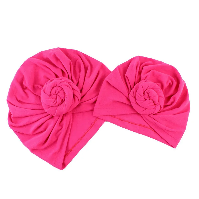1 шт., PUDCOCO, новейшая хлопковая шапка ручной работы, женские шапки, тюрбаны скрученный узел Аксессуары для волос - Цвет: Розово-красный