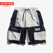 Aelfric Eden, модные, много карманов, лента, кнопка, стежка, Карго, короткие, для мужчин, хип-хоп, нашивка, свободные, повседневные, уличная одежда, Harajuku Sweatpant