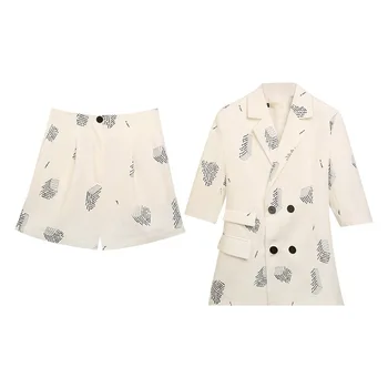 

Rlyaeiz Korean 2019 Summer Fashion Safari Style 2 Piece Set Women Casual Printed Jackets + Shorts Sporting Wear