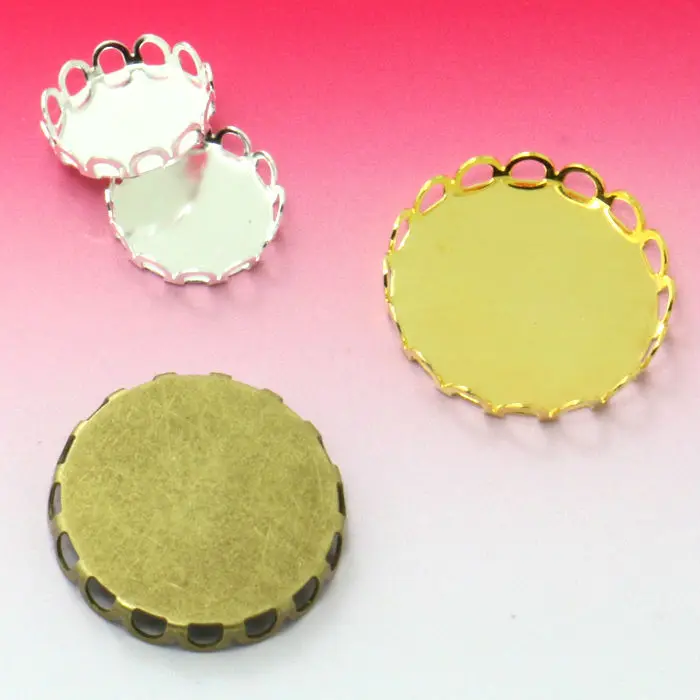 

20PCS Fit 18MM Antique Silver/gold/Bronze plated Lace Round Cabochon diamond Setting Pendant Blank Tray Jewelry accessories