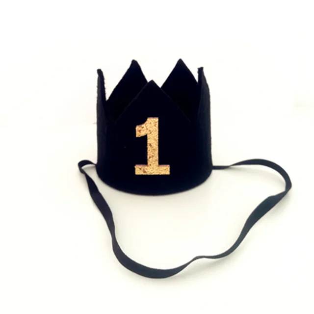 Boy First Birthday Black Felt Crown Baby 1st 2nd 3rd Birthday Party