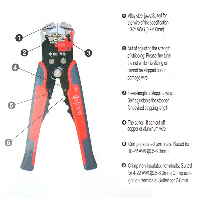 Многофункциональный инструмент для зачистки проводов обжимные плоскогубцы кабельный резак автоматический терминал 0,2-6,0 мм 2 инструмент кусачки