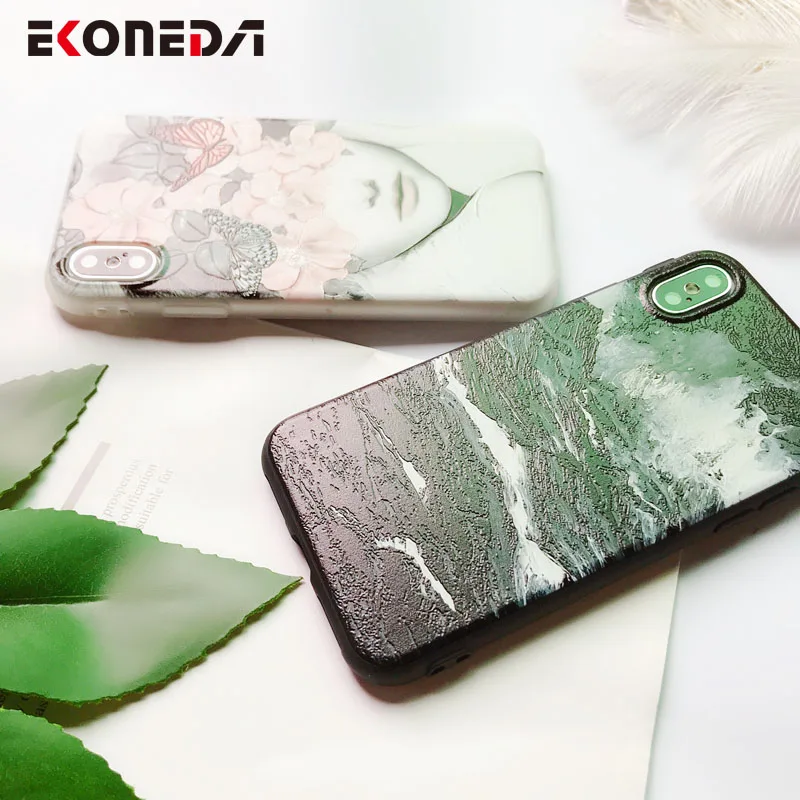 EKONEDA Soft TPU Phone Case For iPhone 6S Case Silicone Black Simple Scrub Back Cover For iPhone 7 6 6S 7Plus XS Max X 8 Case